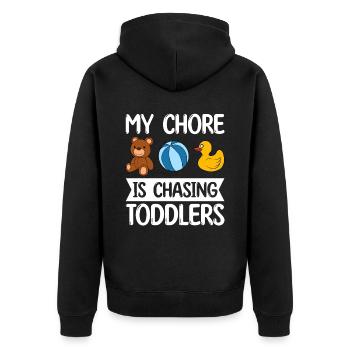 Au Pair Mädchen Kindergarten Nanny - Unisex Premium Bio Zip Hoodie - Schwarz - Hinten - Nico (187cm)