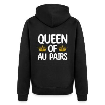 Au Pair Mädchen Kindergarten Nanny - Unisex Premium Bio Zip Hoodie - Schwarz - Hinten - Nico (187cm)