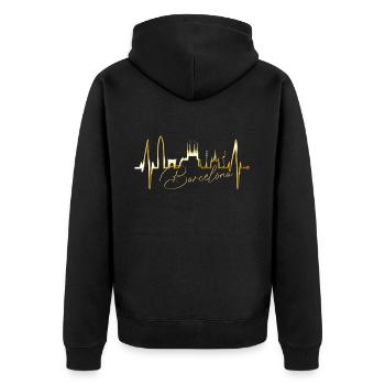 Barcelone Skyline Espagne Heartbeat Fan Barcelone - Veste à capuche bio Premium Unisexe - noir - Dos - Nico (187cm)