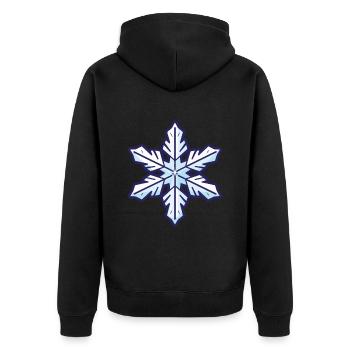 Schneeflocke Icon Winter - Unisex Premium Bio Zip Hoodie - Schwarz - Hinten - Nico (187cm)