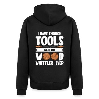 Holz schintzen Holzschnitzerei - Unisex Premium Bio Zip Hoodie - Schwarz - Hinten - Nico (187cm)