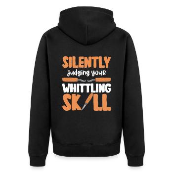 Holz schintzen Holzschnitzerei - Unisex Premium Bio Zip Hoodie - Schwarz - Hinten - Nico (187cm)