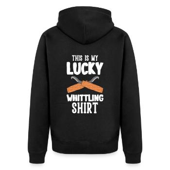 Holz schintzen Holzschnitzerei - Unisex Premium Bio Zip Hoodie - Schwarz - Hinten - Nico (187cm)