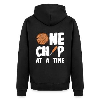Holz schintzen Holzschnitzerei - Unisex Premium Bio Zip Hoodie - Schwarz - Hinten - Nico (187cm)