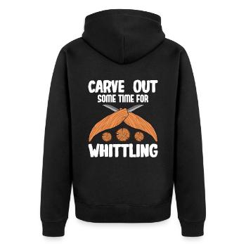 Holz schintzen Holzschnitzerei - Unisex Premium Bio Zip Hoodie - Schwarz - Hinten - Nico (187cm)
