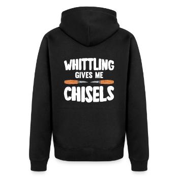 Holz schintzen Holzschnitzerei - Unisex Premium Bio Zip Hoodie - Schwarz - Hinten - Nico (187cm)