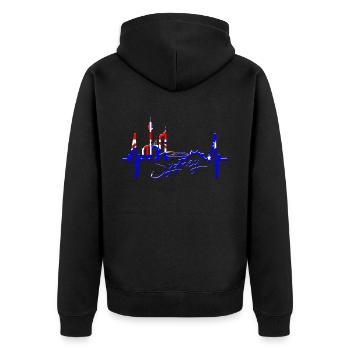 Sydney Skyline Heartbeat Australia Fan Pulse Heart - Unisex Premium Organic Zip Hoodie - black - Back - Nico (187cm)