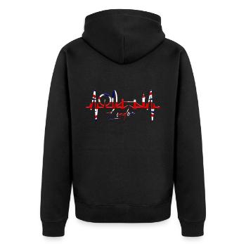 London Heartbeat Skyline England Fan UK Heart Love - Unisex Premium Organic Zip Hoodie - black - Back - Nico (187cm)