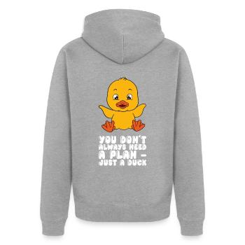 Funny Duck Cute Ducks - Unisex Premium Organic Zip Hoodie - heather grey - Back - Nico (187cm)