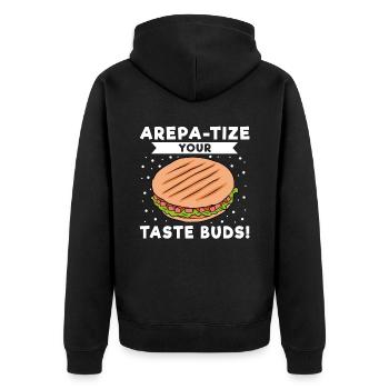 Arepa-tize vos papilles - Veste à capuche bio Premium Unisexe - noir - Dos - Nico (187cm)