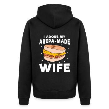 J’adore ma femme faite d’Arepa - Veste à capuche bio Premium Unisexe - noir - Dos - Nico (187cm)