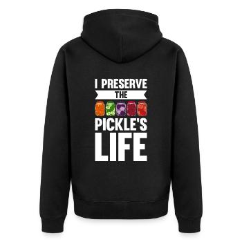 I Preserve The Pickle's Life - Unisex Premium Bio Zip Hoodie - Schwarz - Hinten - Nico (187cm)