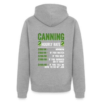 Taux horaire de mise en conserve - Veste à capuche bio Premium Unisexe - gris chiné - Dos - Nico (187cm)