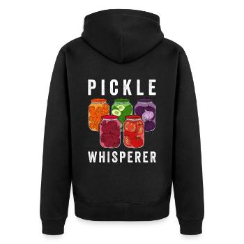 Pickle Whisperer - Unisex Premium Bio Zip Hoodie - Schwarz - Hinten - Nico (187cm)