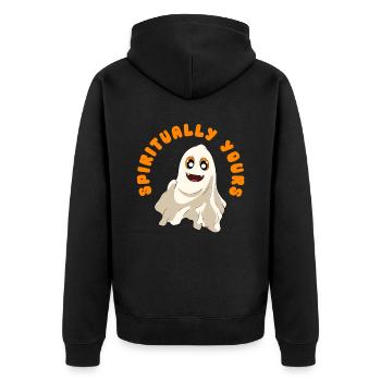 Halloween Kürbis Halloween Geist - Unisex Premium Bio Zip Hoodie - Schwarz - Hinten - Nico (187cm)