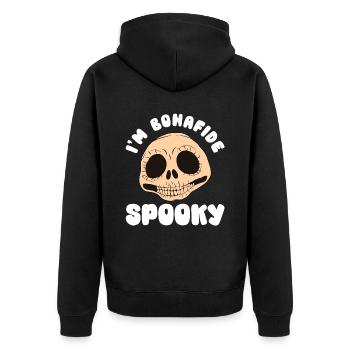 Halloween Kürbis Halloween Geist - Unisex Premium Bio Zip Hoodie - Schwarz - Hinten - Nico (187cm)