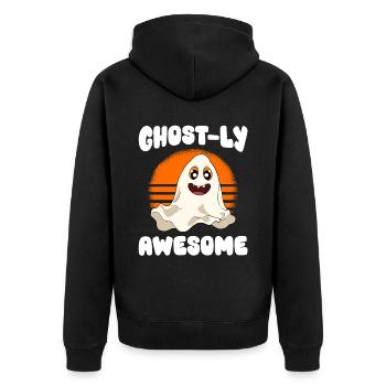 Halloween Kürbis Halloween Geist - Unisex Premium Bio Zip Hoodie - Schwarz - Hinten - Nico (187cm)