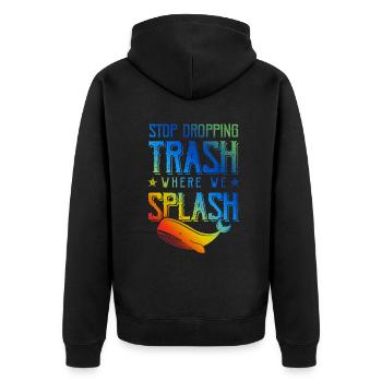 Save the Ocean Environmental Protection - Unisex Premium Organic Zip Hoodie - black - Back - Nico (187cm)