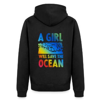 Save the Ocean Girl - Unisex Premium Organic Zip Hoodie - black - Back - Nico (187cm)