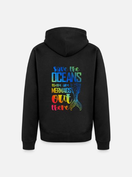 Save the Ocean Mermaid - Unisex Premium Organic Zip Hoodie - black