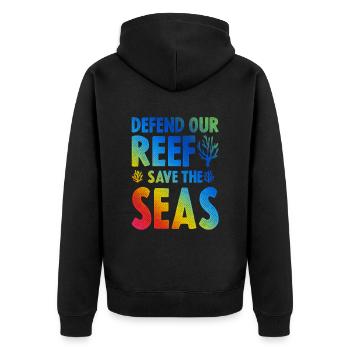 save the sea - Unisex Premium Bio Zip Hoodie - Schwarz - Hinten - Nico (187cm)