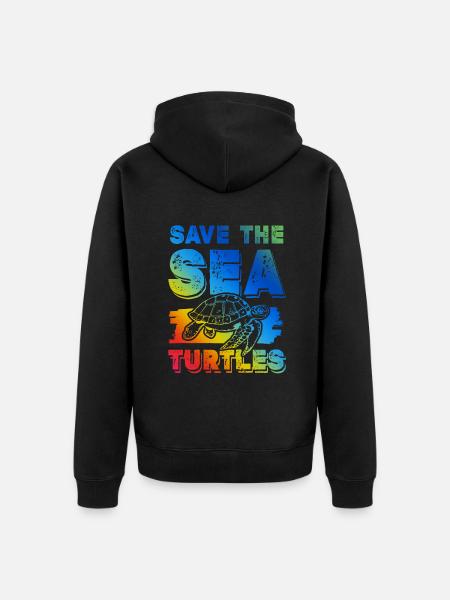 save the ocean schildkröte - Unisex Premium Bio Zip Hoodie - Schwarz