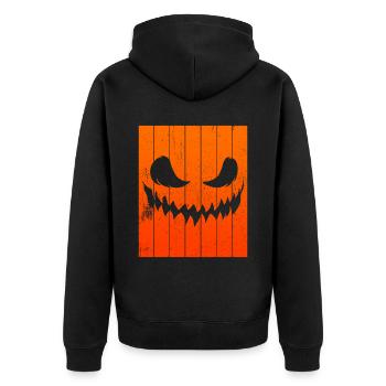 Halloween Kürbis Halloween Geist - Unisex Premium Bio Zip Hoodie - Schwarz - Hinten - Nico (187cm)