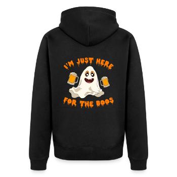 Halloween Kürbis Halloween Geist - Unisex Premium Bio Zip Hoodie - Schwarz - Hinten - Nico (187cm)