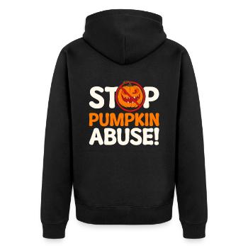 Halloween Kürbis Halloween Geist - Unisex Premium Bio Zip Hoodie - Schwarz - Hinten - Nico (187cm)