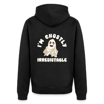 Halloween Kürbis Halloween Geist - Unisex Premium Bio Zip Hoodie - Schwarz - Hinten - Nico (187cm)