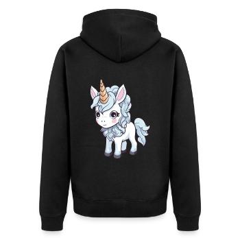 Licorne Bande Dessinée Mignon - Veste à capuche bio Premium Unisexe - noir - Dos - Nico (187cm)