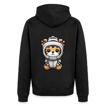 Tiger Winter Comic Niedlich - Unisex Premium Bio Zip Hoodie - Schwarz - Hinten - Nico (187cm)
