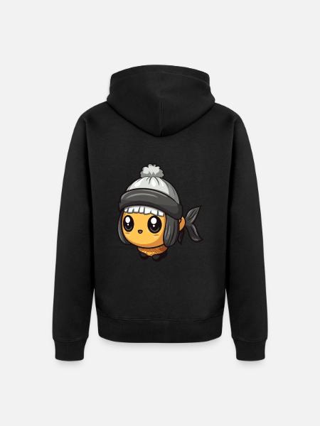 Fisch Winter Comic Niedlich - Unisex Premium Bio Zip Hoodie - Schwarz