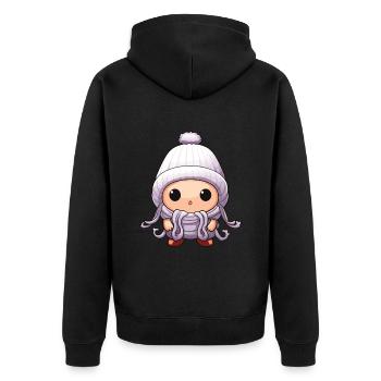 Octopus Winter Octopus Comic Cute - Unisex Premium Organic Zip Hoodie - black - Back - Nico (187cm)