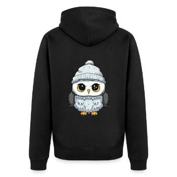 Hibou Hiver Bande Dessinée Mignon - Veste à capuche bio Premium Unisexe - noir - Dos - Nico (187cm)
