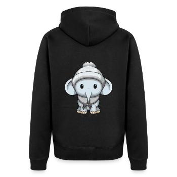 Elefant Winter Comic Niedlich - Unisex Premium Bio Zip Hoodie - Schwarz - Hinten - Nico (187cm)