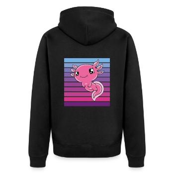 Axolotl mignon Axolotl drôle - Veste à capuche bio Premium Unisexe - noir - Dos - Nico (187cm)