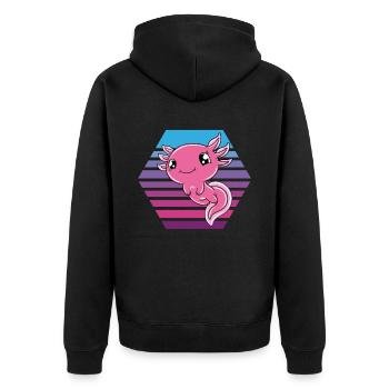 Axolotl mignon Axolotl drôle - Veste à capuche bio Premium Unisexe - noir - Dos - Nico (187cm)