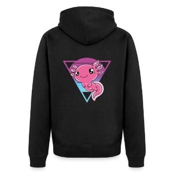 Axolotl mignon Axolotl drôle - Veste à capuche bio Premium Unisexe - noir - Dos - Nico (187cm)