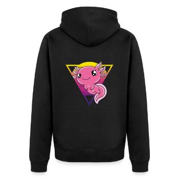 Axolotl mignon Axolotl drôle - Veste à capuche bio Premium Unisexe - noir - Dos - Nico (187cm)