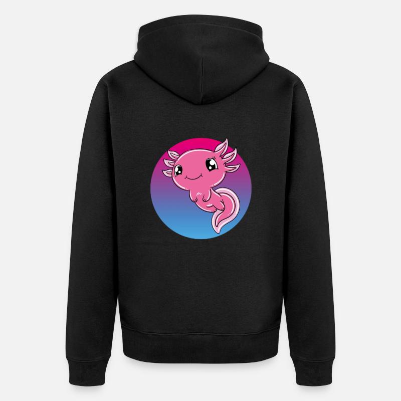 Axolotl mignon Axolotl drôle - Veste à capuche bio Premium Unisexe - noir