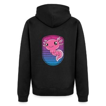 Axolotl mignon Axolotl drôle - Veste à capuche bio Premium Unisexe - noir - Dos - Nico (187cm)