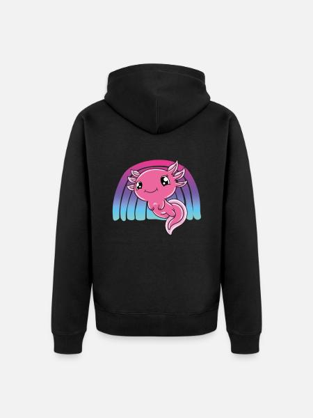 Cute Axolotl Funny Axolotl - Unisex Premium Organic Zip Hoodie - black