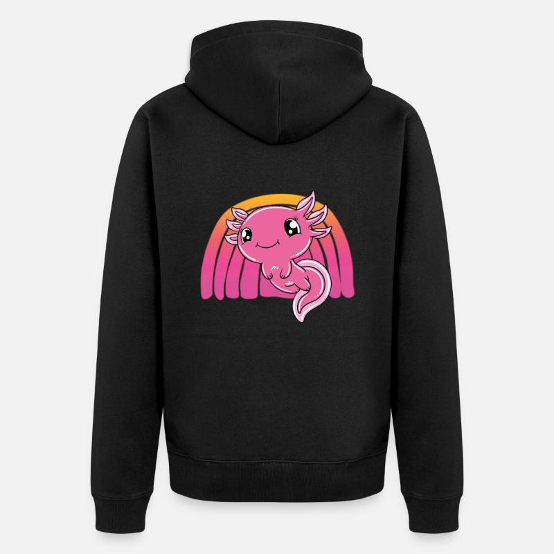 Axolotl mignon Axolotl drôle - Veste à capuche bio Premium Unisexe - noir