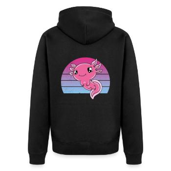 Axolotl mignon Axolotl drôle - Veste à capuche bio Premium Unisexe - noir - Dos - Nico (187cm)
