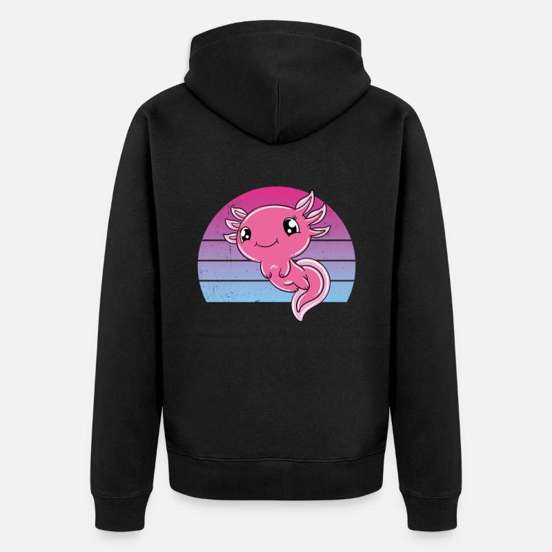 Axolotl mignon Axolotl drôle - Veste à capuche bio Premium Unisexe - noir