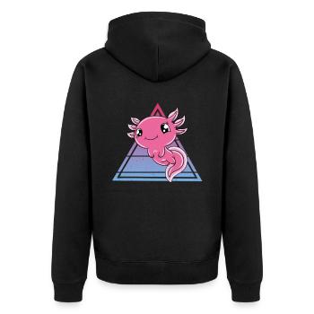 Axolotl mignon Axolotl drôle - Veste à capuche bio Premium Unisexe - noir - Dos - Nico (187cm)