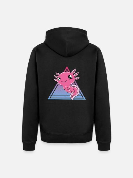 Cute Axolotl Funny Axolotl - Unisex Premium Organic Zip Hoodie - black