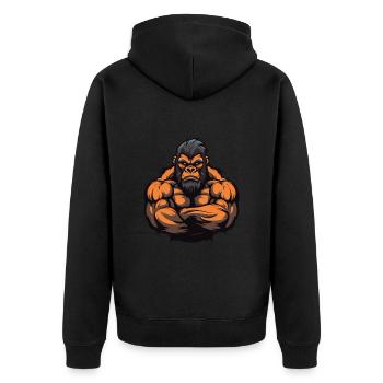 Gorilla Gym Muscles Workout - Unisex Premium Organic Zip Hoodie - black - Back - Nico (187cm)
