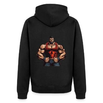Bodybuilder Muscles Gym Workout - Unisex Premium Organic Zip Hoodie - black - Back - Nico (187cm)